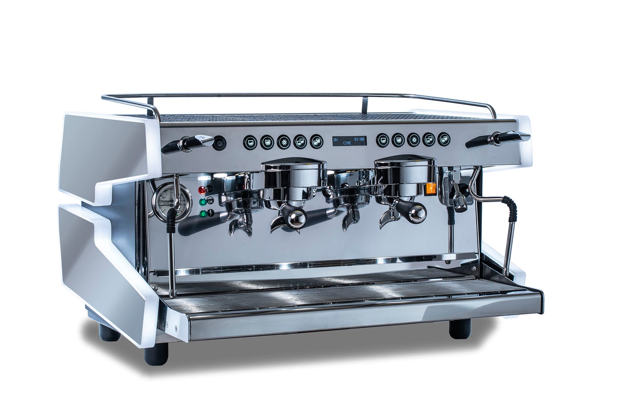 Cafetera Industrial y Profesional Automática de 2 Grupos Marca Cime Modelo CO03 NEO Vista perfil